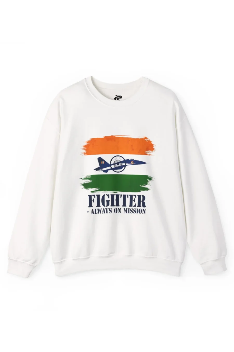 Fighter - Always on Mission | Premium White Patriotic Sweatshirt for Men