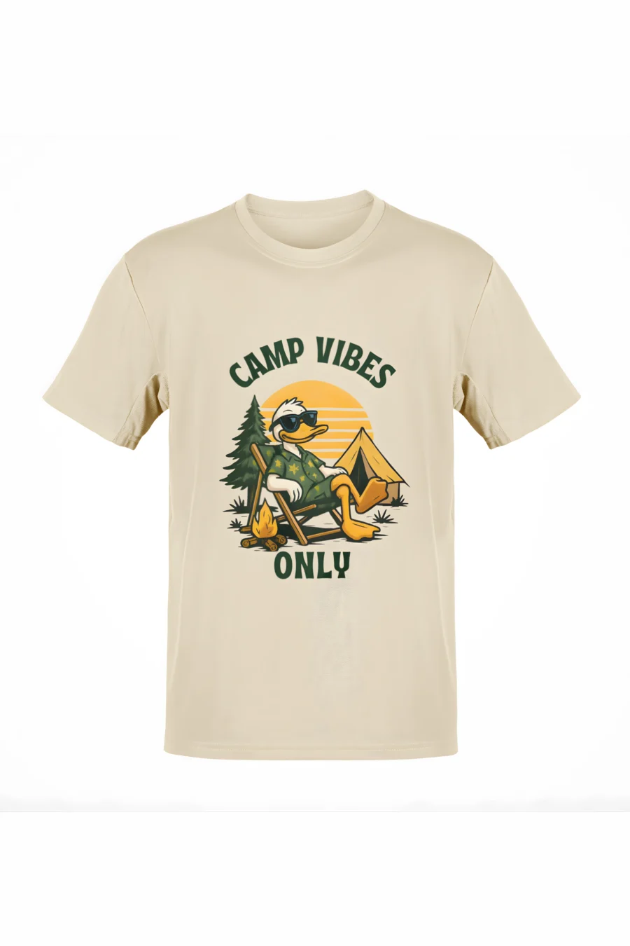 Camp Vibes Only Nature Edition | 180 GSM Bio-Washed Regular Fit | Beige